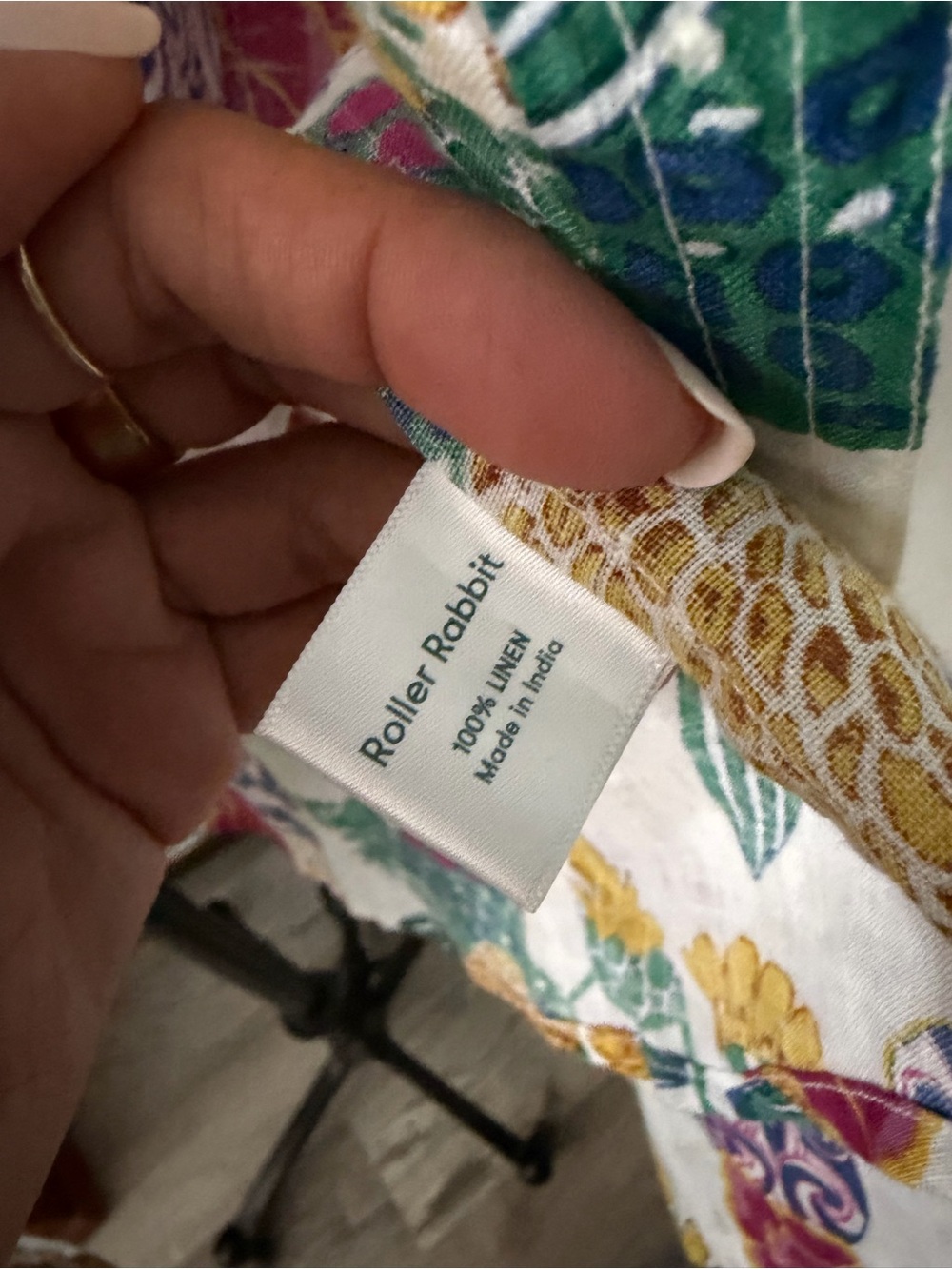 Roller Rabbit 100% Linen Cheri Floral Shirt Dress Button Front Tunic XS Roberta - Picture 6 of 8